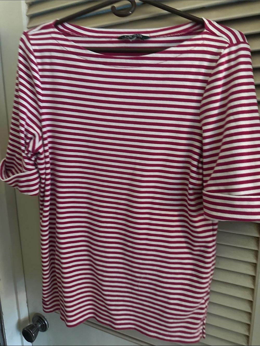Lauren Ralph Lauren boatneck striped top- red and white